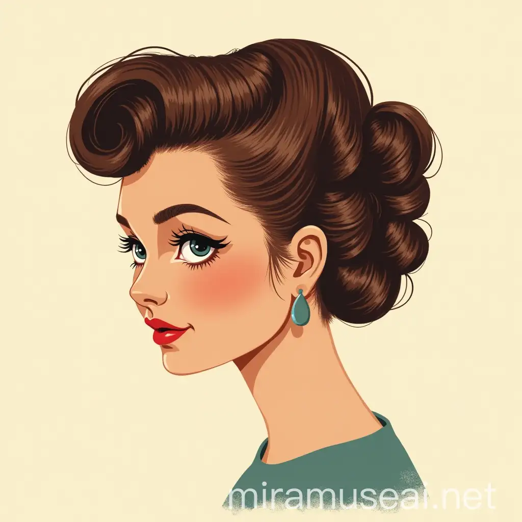 VintageInspired Updo with PinUp Curls Against a Retro Background