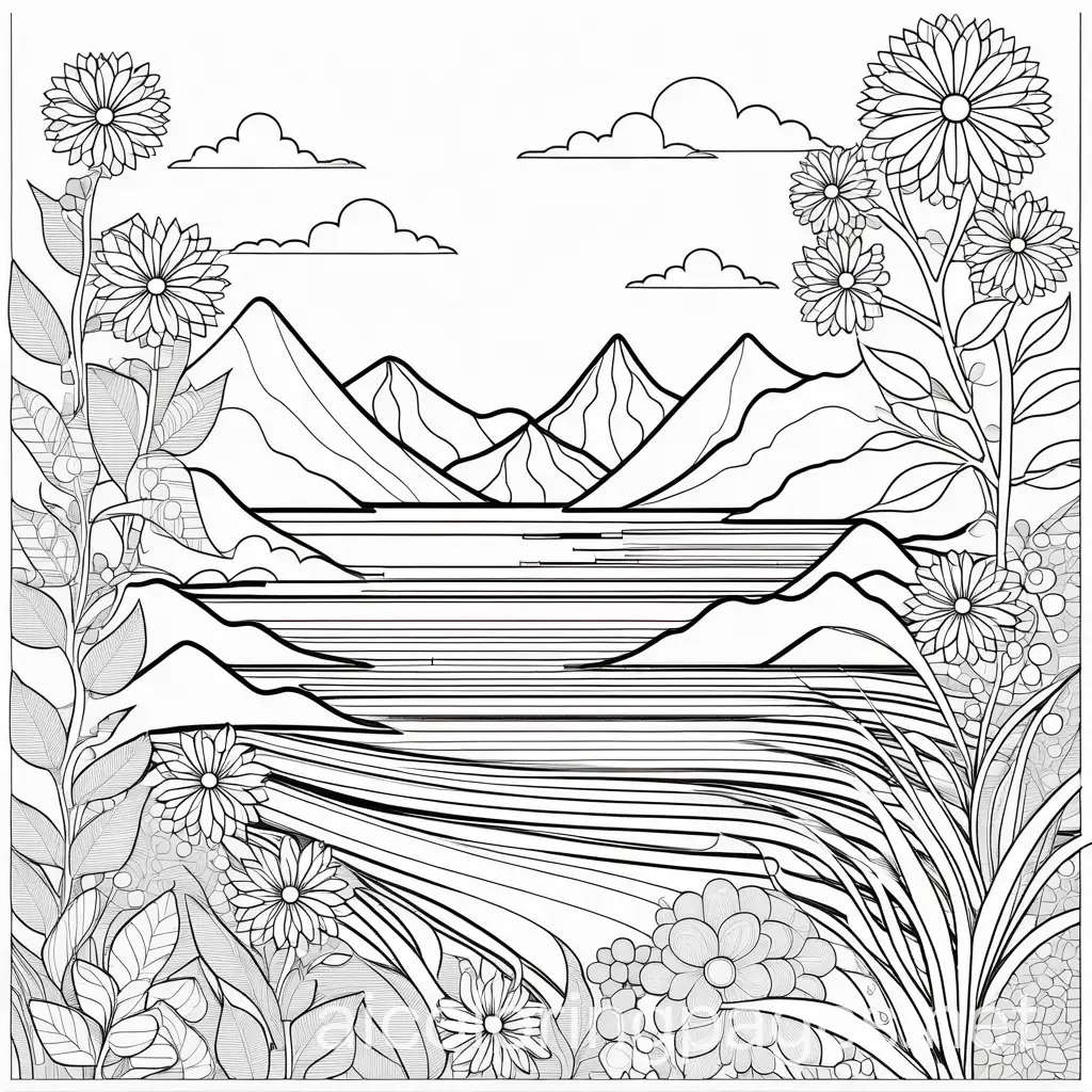 coloring page for adults,plants,flowers,sharp lines,black and white,white backround, Coloring Page, black and white, line art, white background, Simplicity, Ample White Space. The background of the coloring page is plain white to make it easy for young children to color within the lines. The outlines of all the subjects are easy to distinguish, making it simple for kids to color without too much difficulty