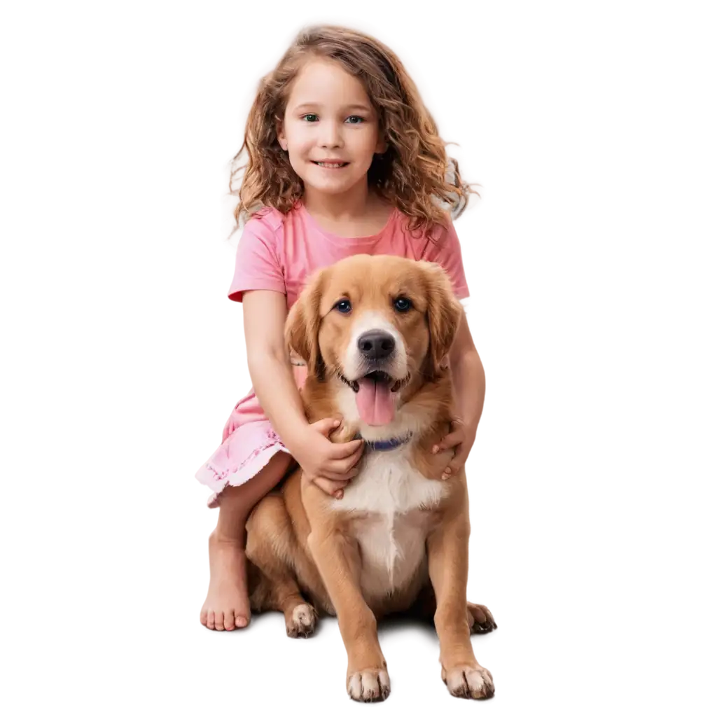 Adorable-PNG-Image-of-a-Dog-with-a-Cute-6YearOld-Girl-Perfect-for-Every-Occasion