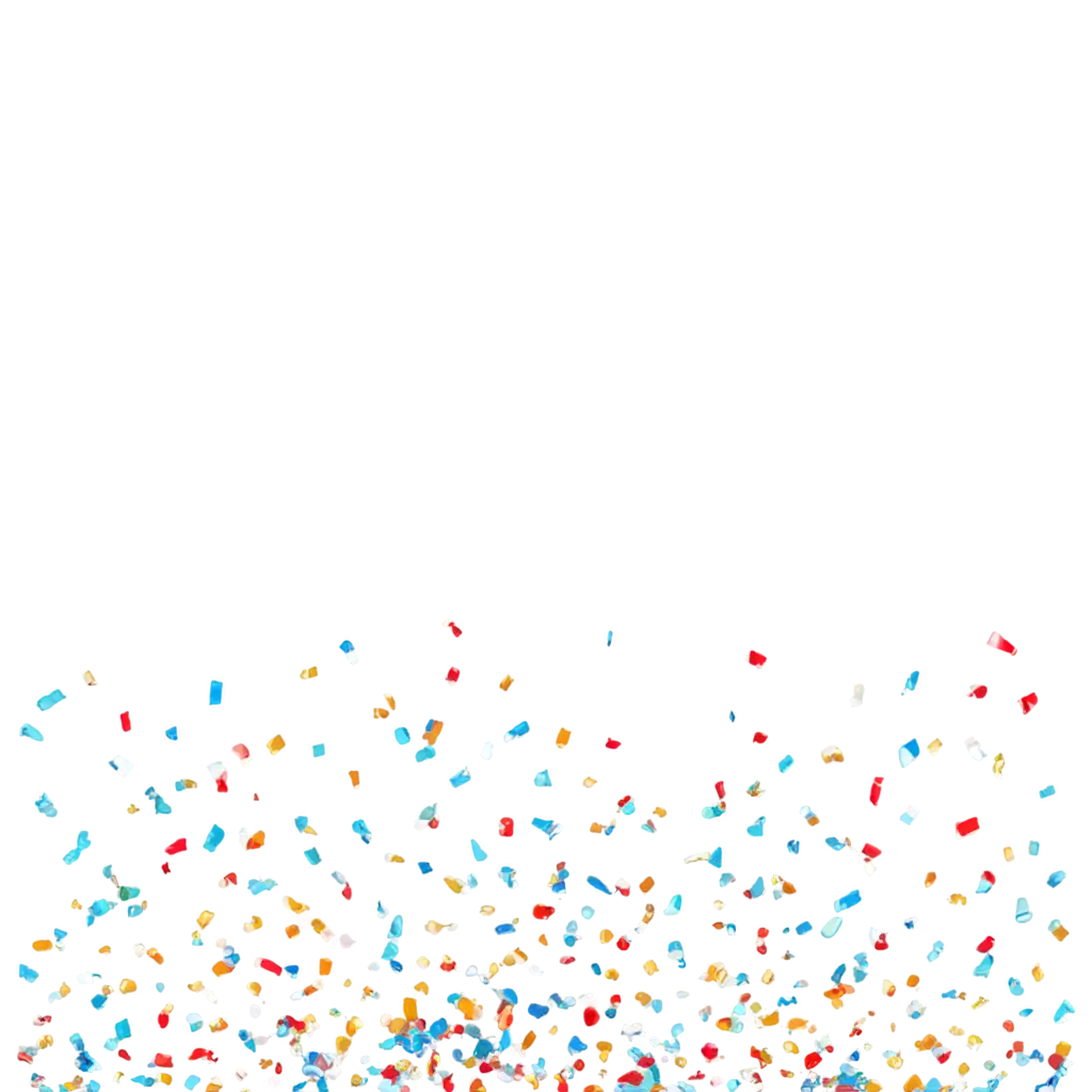 Multicolor metallic and paper confetti burst, transparent background, festive elements in motion, 3D look, perfect for celebration graphics and event posters.