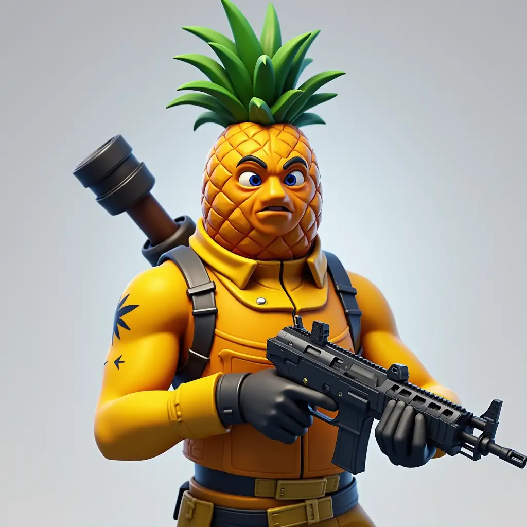 A pineapple skin with a gun in hand in fortnite