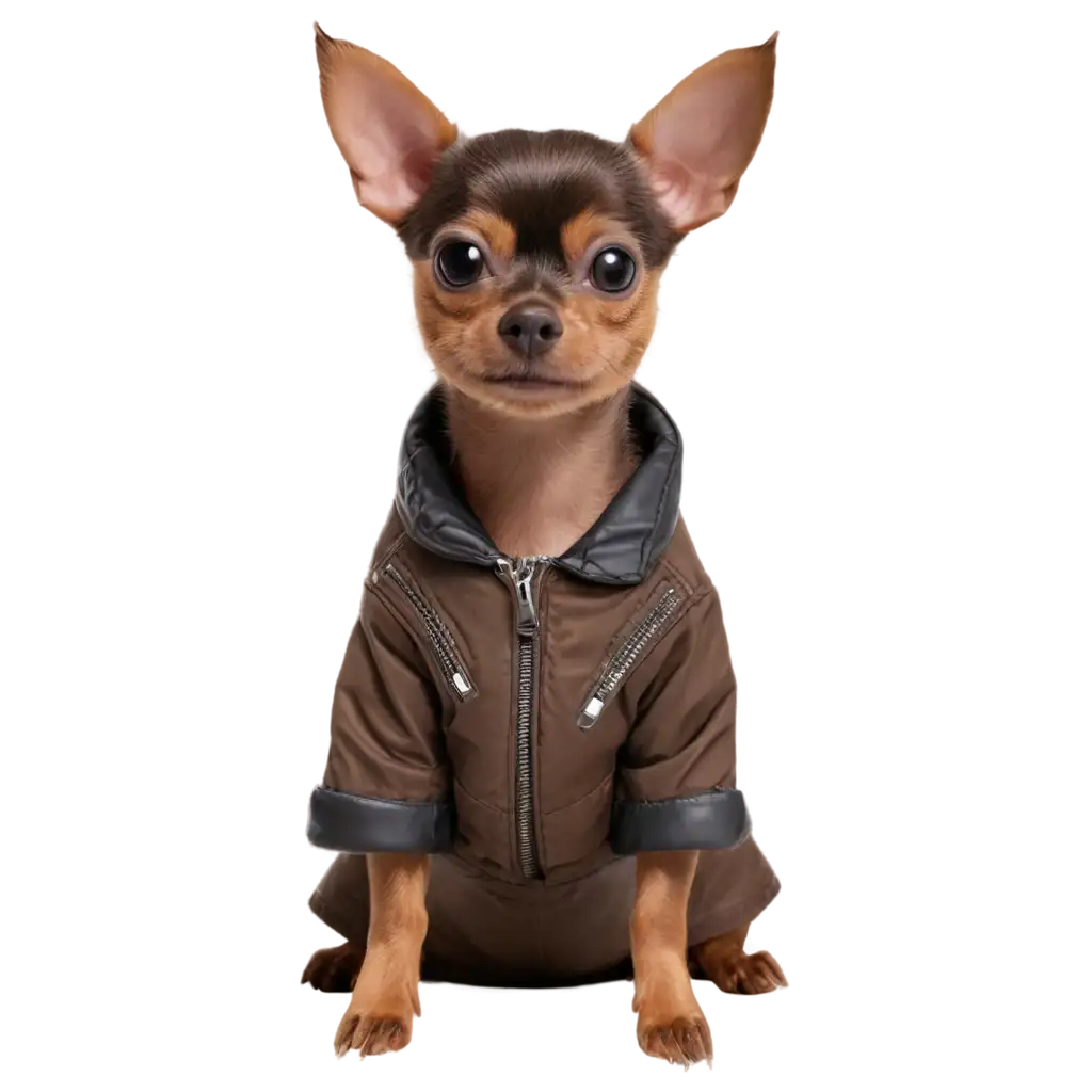 Toy Terrier brown  in a jacket