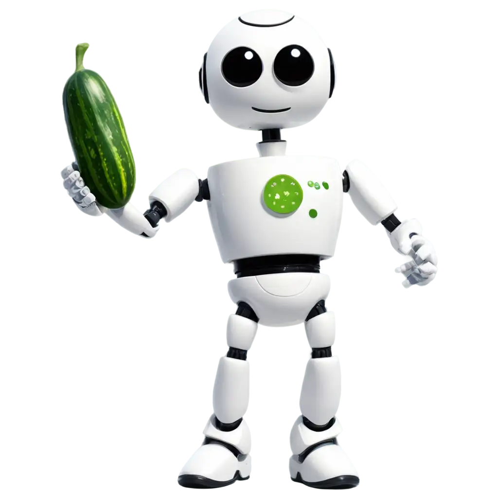 Anthropomorphic-Robot-Holding-a-Cucumber-PNG-Image-Creative-Concept-and-Design