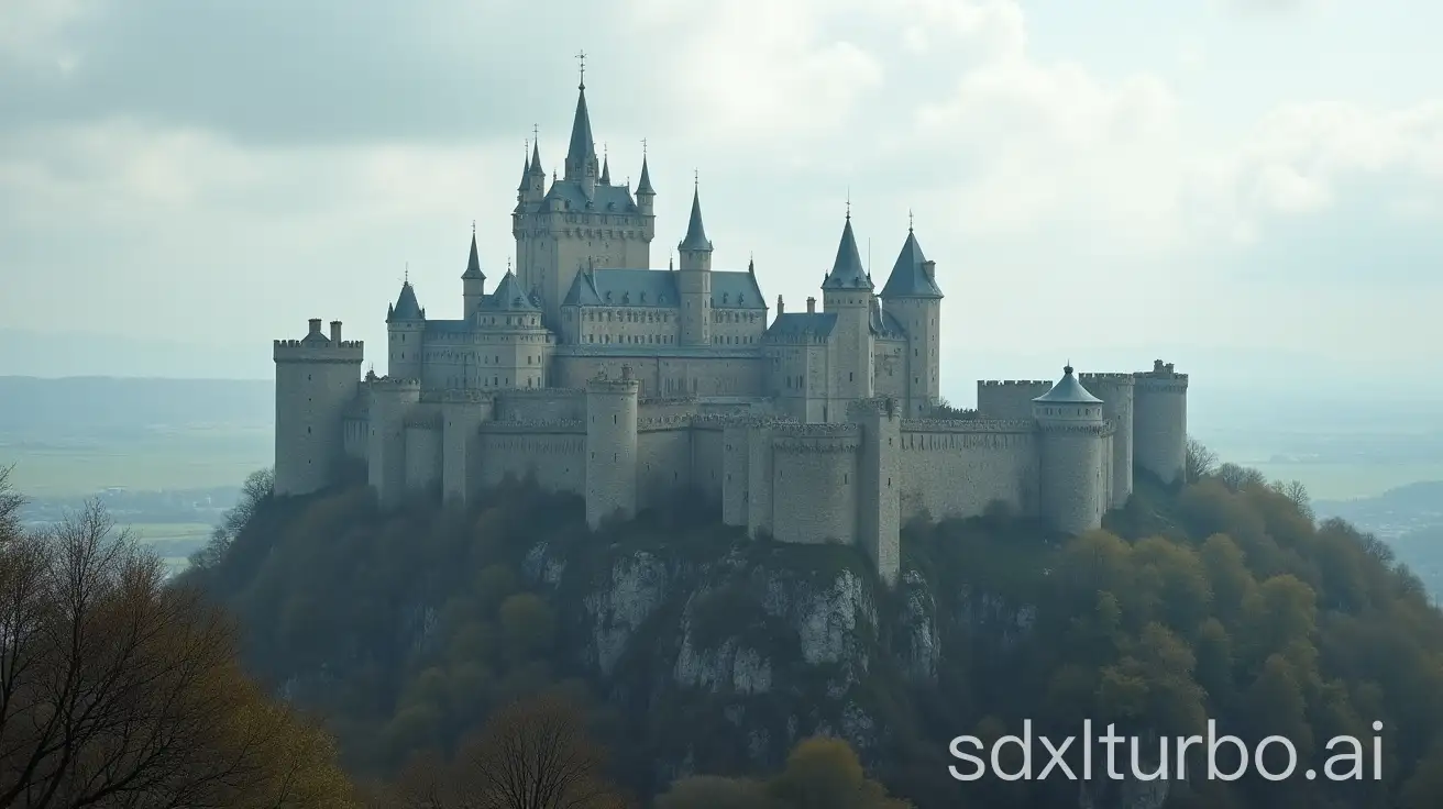 Majestic-Medieval-Cityscape-with-Towering-Ramparts-and-Imposing-Keep