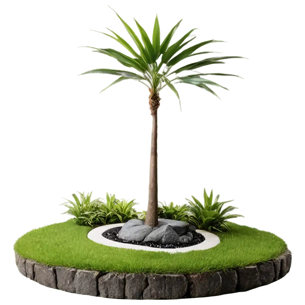 Circular-White-Pedestal-Surrounded-by-Lush-Greenery-and-Rocks-PNG-Image-for-Nature-and-Design-Projects