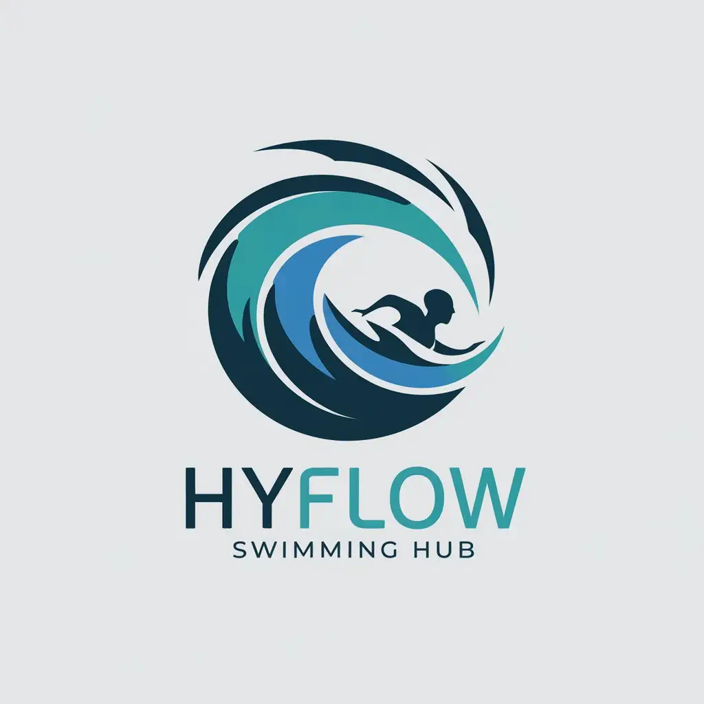 LOGO Design for Hyflow Minimalist Aqua Sports Brand with Dynamic Swimming Elements