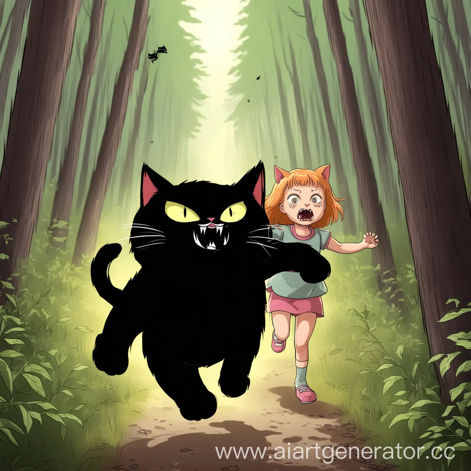 Young-Girl-Shveps-Confronts-Evil-Cat-in-Enchanted-Forest