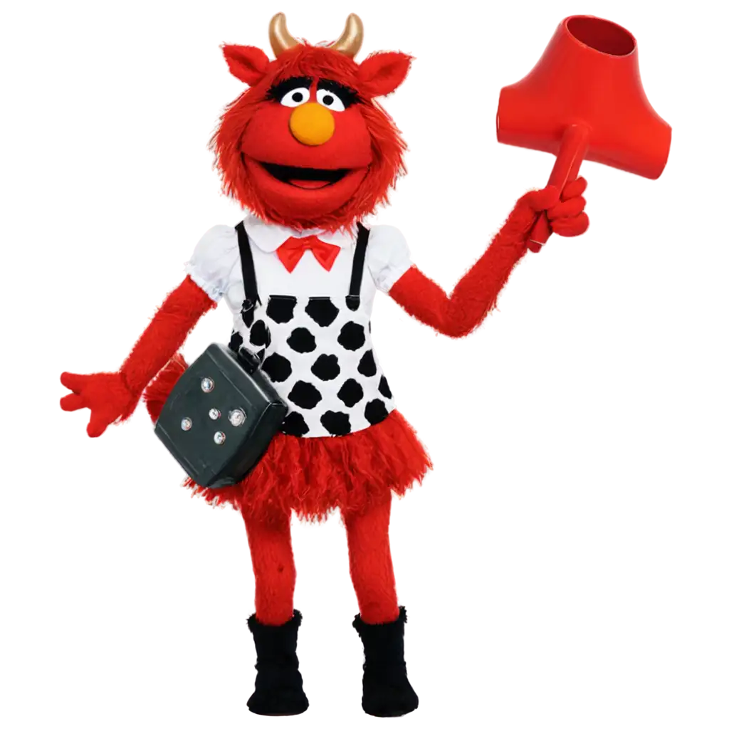 Create-a-Vibrant-Red-Cow-PNG-Unique-Muppet-Style-with-Cowbell-and-Legs