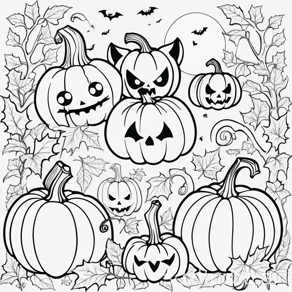 Spooky-Cute-Coloring-Book-Page-with-Adorable-Ghosts-Smiling-Pumpkins-and-Friendly-Witches