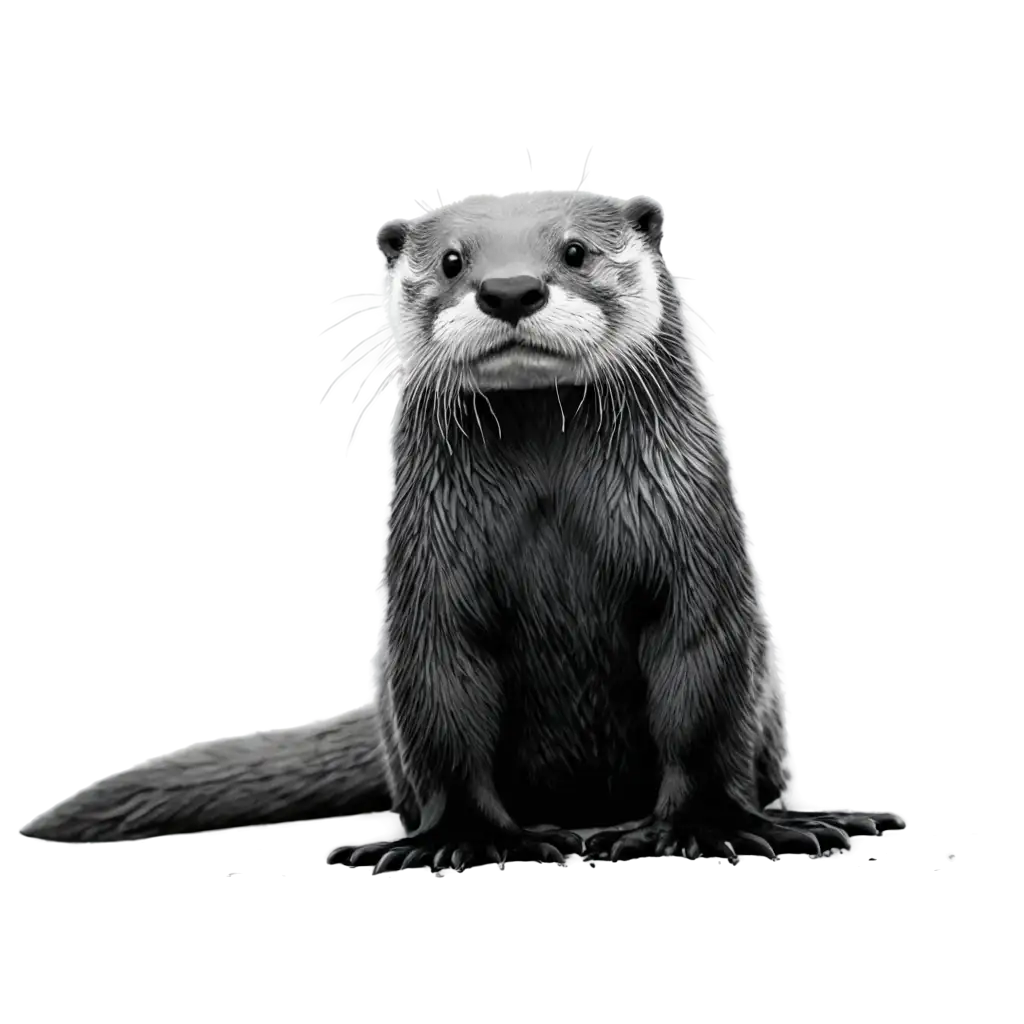 Black-and-White-Otter-PNG-Image-for-Creative-Projects