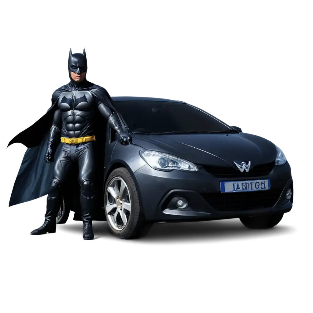 Batmanlike-Superhero-Standing-on-Peugeot-206-Cinematic-Nighttime-Urban-PNG-Image