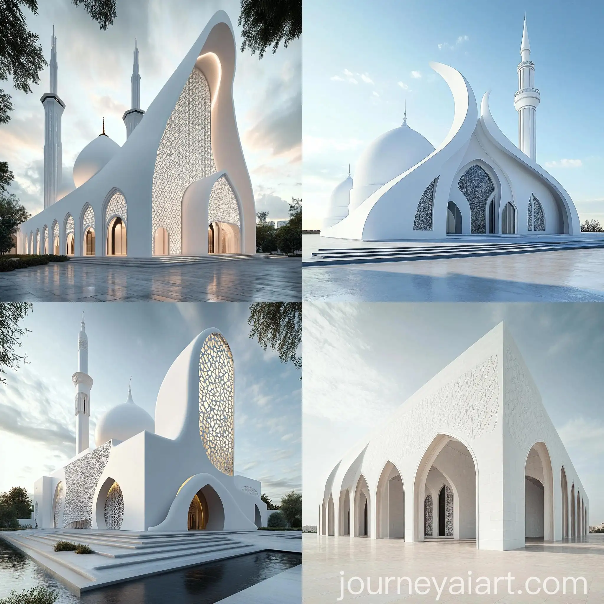 Curved-White-Rectangular-Mosque-Design