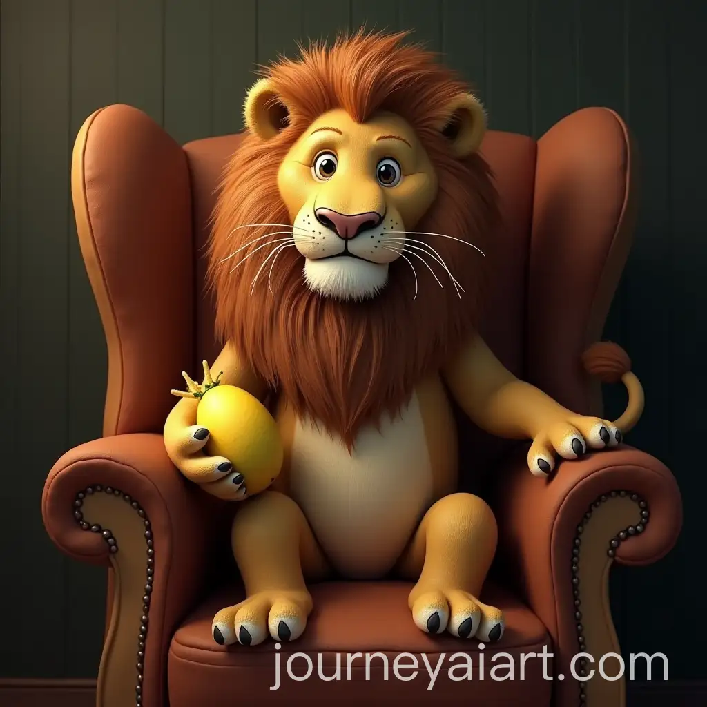 Realistic-Lion-HoldingAI-Image-Prompt-Expansion-a-Mango-in-an-Armchair