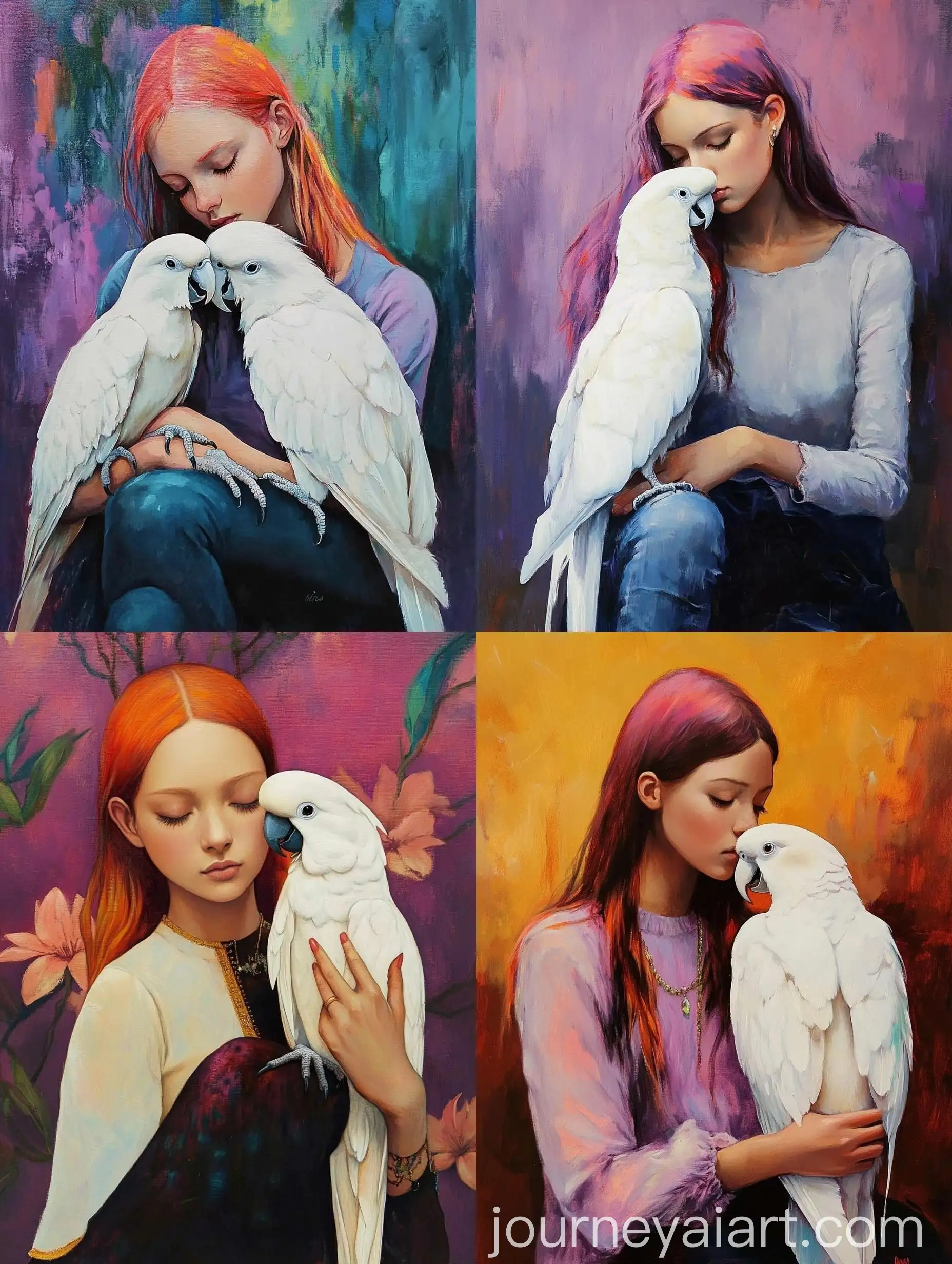 Girl-Sitting-with-Bright-White-Parrot