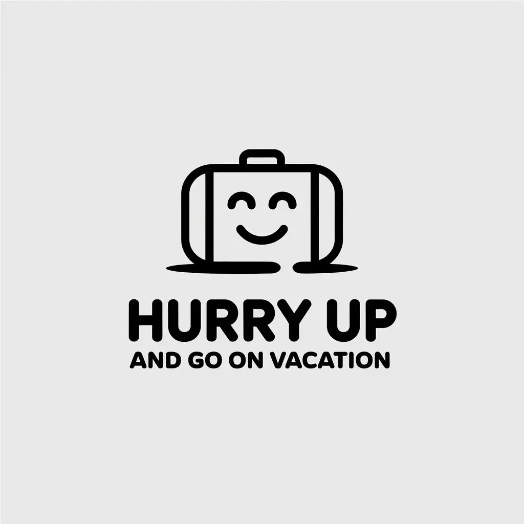 a vector logo design,with the text "hurry up and go on vacation", main symbol:vacation,Minimalistic,be used in Travel industry,clear background