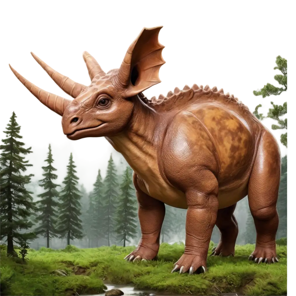 Triceratops-Dinosaur-in-Forest-with-Crystal-Clear-Rivers-PNG-Image-for-Stunning-Visuals