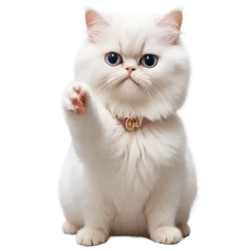 White-Persian-Cute-Cat-Showing-Korean-Love-Sign-PNG-Image-Perfect-for-Various-Creative-Uses