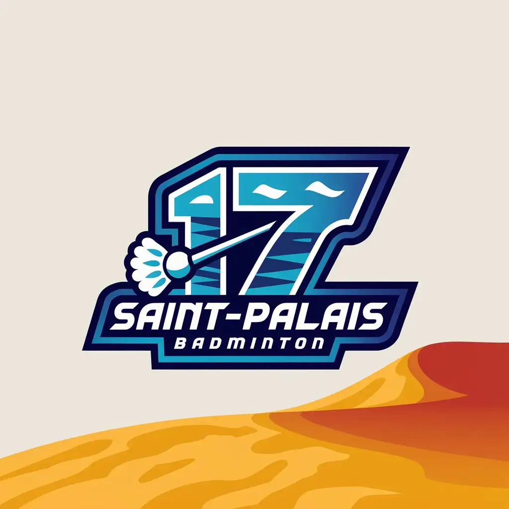 LOGO Design for SaintPalais Badminton Number 17 Integrated with Technological Style and Sand Sea Gradient