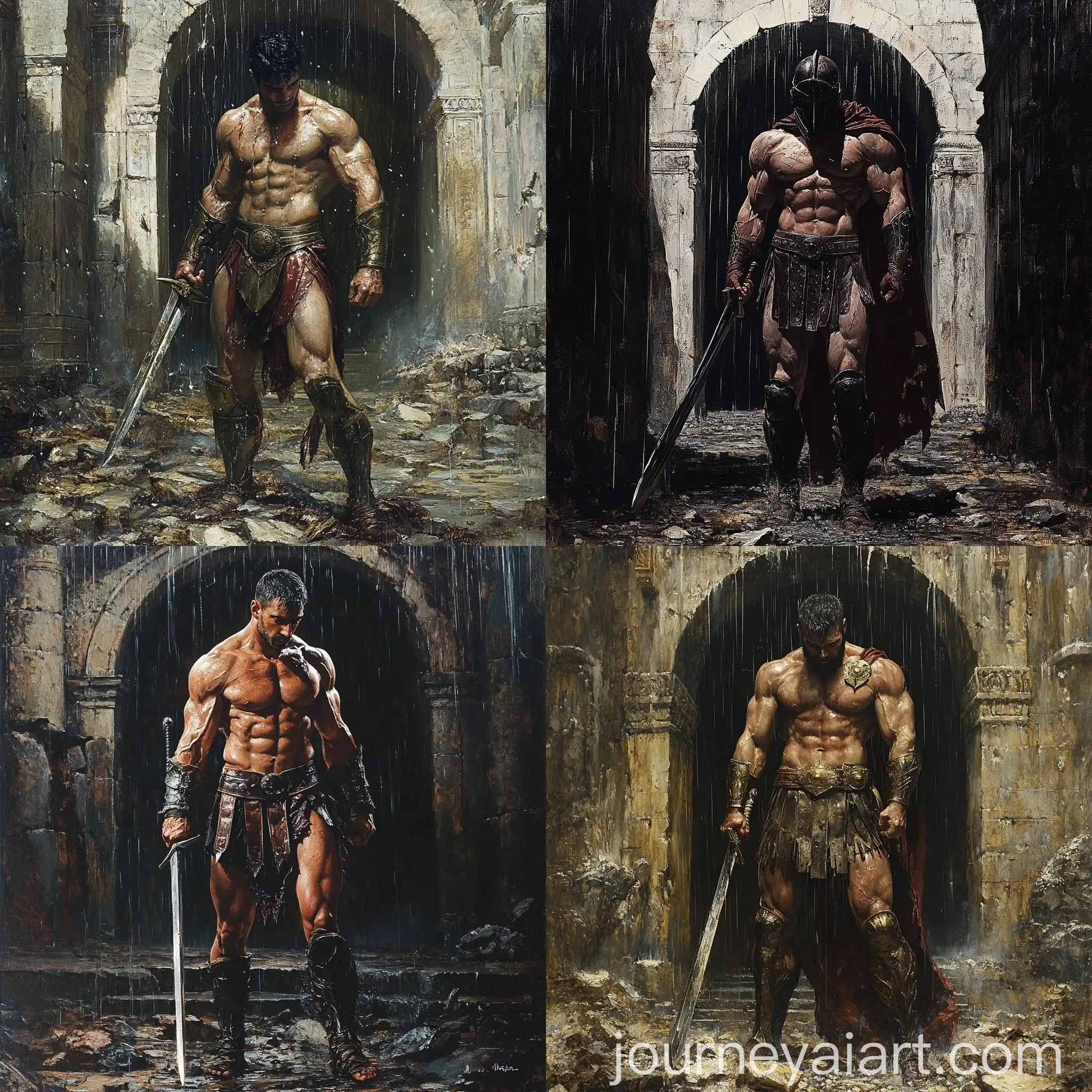 Hyperrealistic-Spartan-Warrior-Oil-Painting-with-Sword-in-Dramatic-Lighting