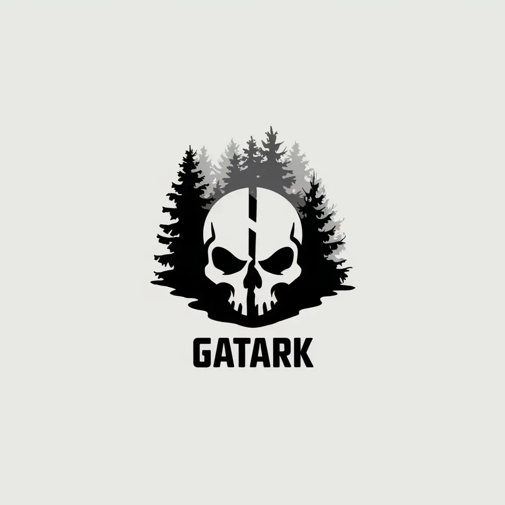 LOGO Design for Gatark Minimalistic Vector Logo with Split Skull Symbolizing Private Military Company