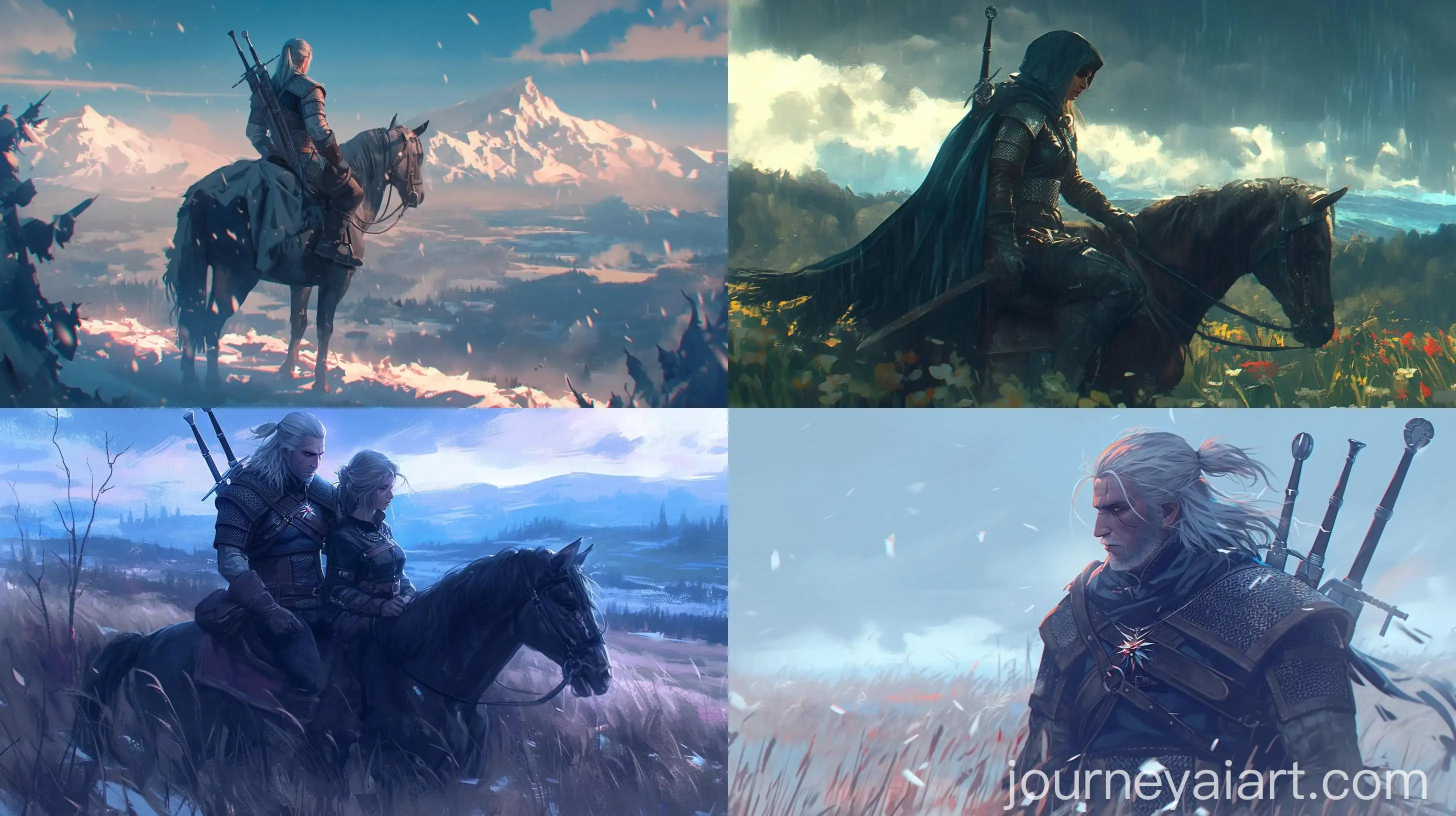 Epic-Witcher-Scene-Geralt-and-Ciri-Ride-Through-Detailed-Cyberpunk-Landscape