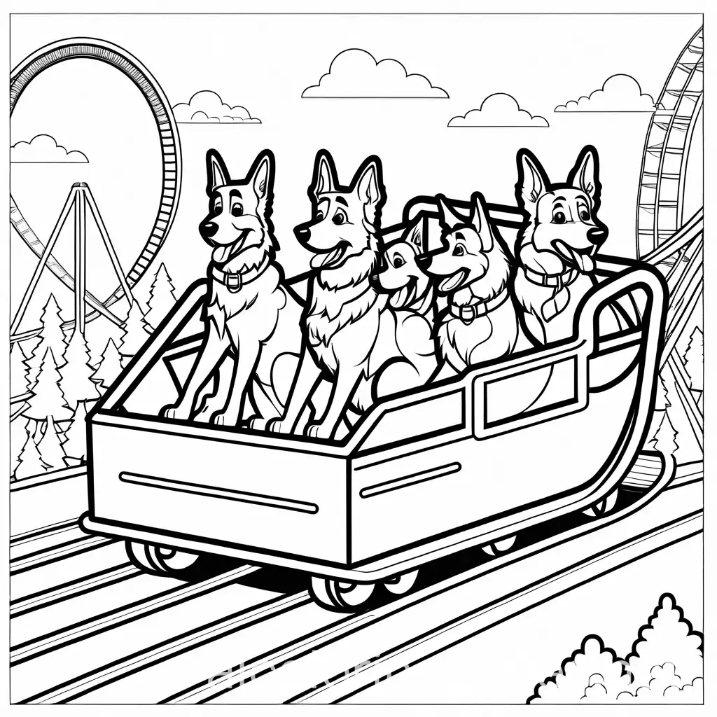 German-Shepherds-Riding-Roller-Coaster-Coloring-Page