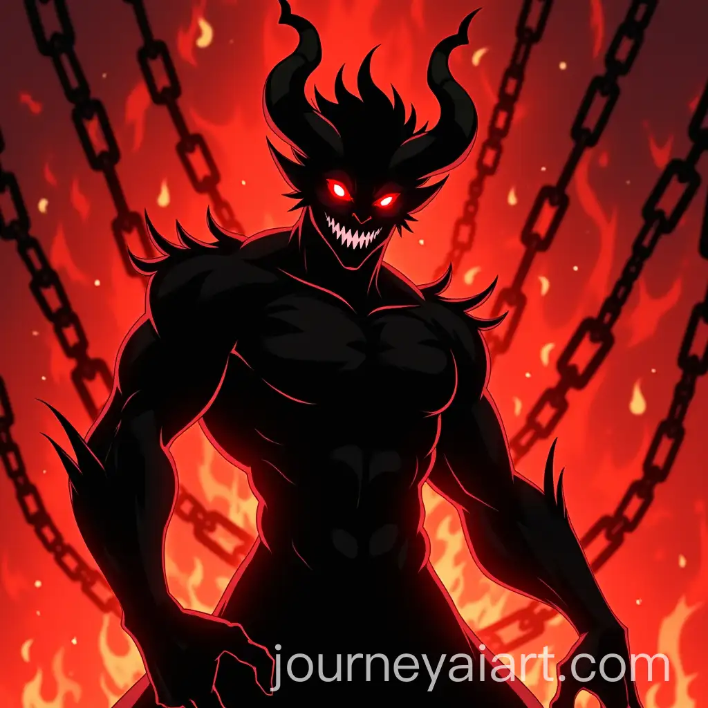 AnimeAI-Art-Prompt-Expansion-Demon-Creature-in-Intense-Tempest-with-Glowing-Red-Eyes-and-Fire-Chains