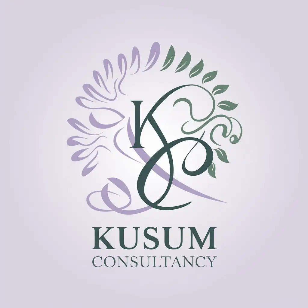 LOGO Design for Kusum Consultancy Elegant Intertwined K and C with Lavender and Green for Premarital Counselling