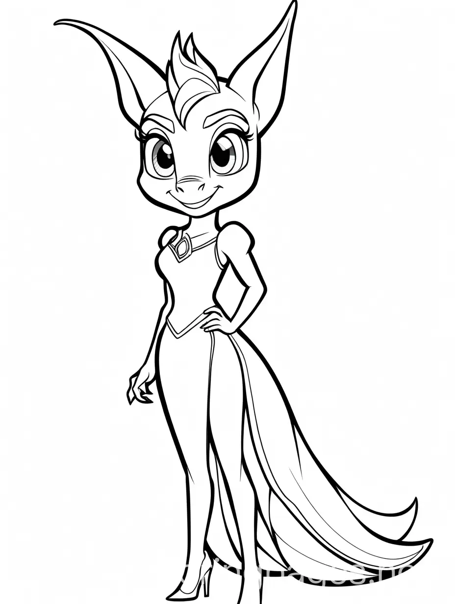 Spyro-the-Dragon-in-Bodycon-Dress-and-Heels-Coloring-Page