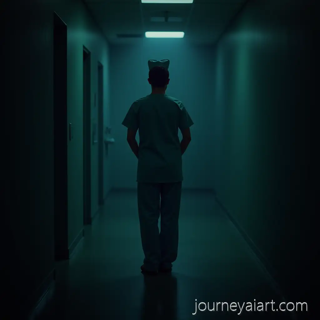 Nurse-Standing-Afraid-in-a-Dark-Mysterious-Setting