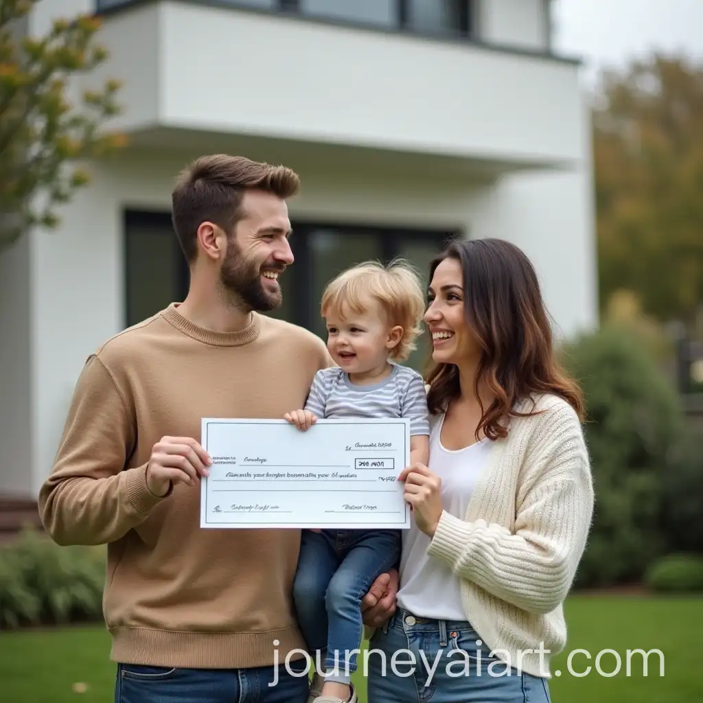 Happy-Family-Celebrating-Mortgage-Success-in-Garden-with-Check