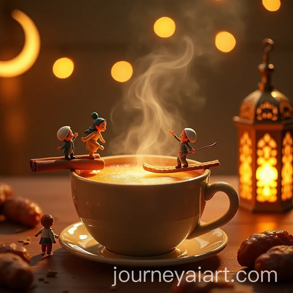 Whimsical-Ramadan-Adventure-with-Tiny-Figurines-and-Steaming-Sahlab