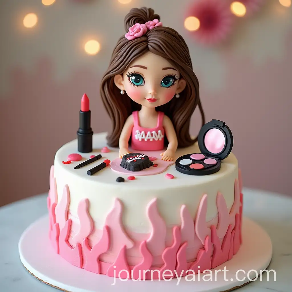Teenage-Girl-Cake-Topper-with-Makeup-and-Circular-Design