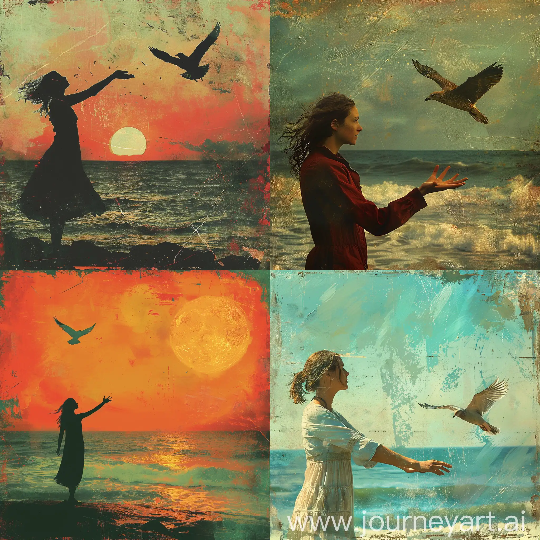 Empowering-Woman-Releasing-Bird-by-the-Sea