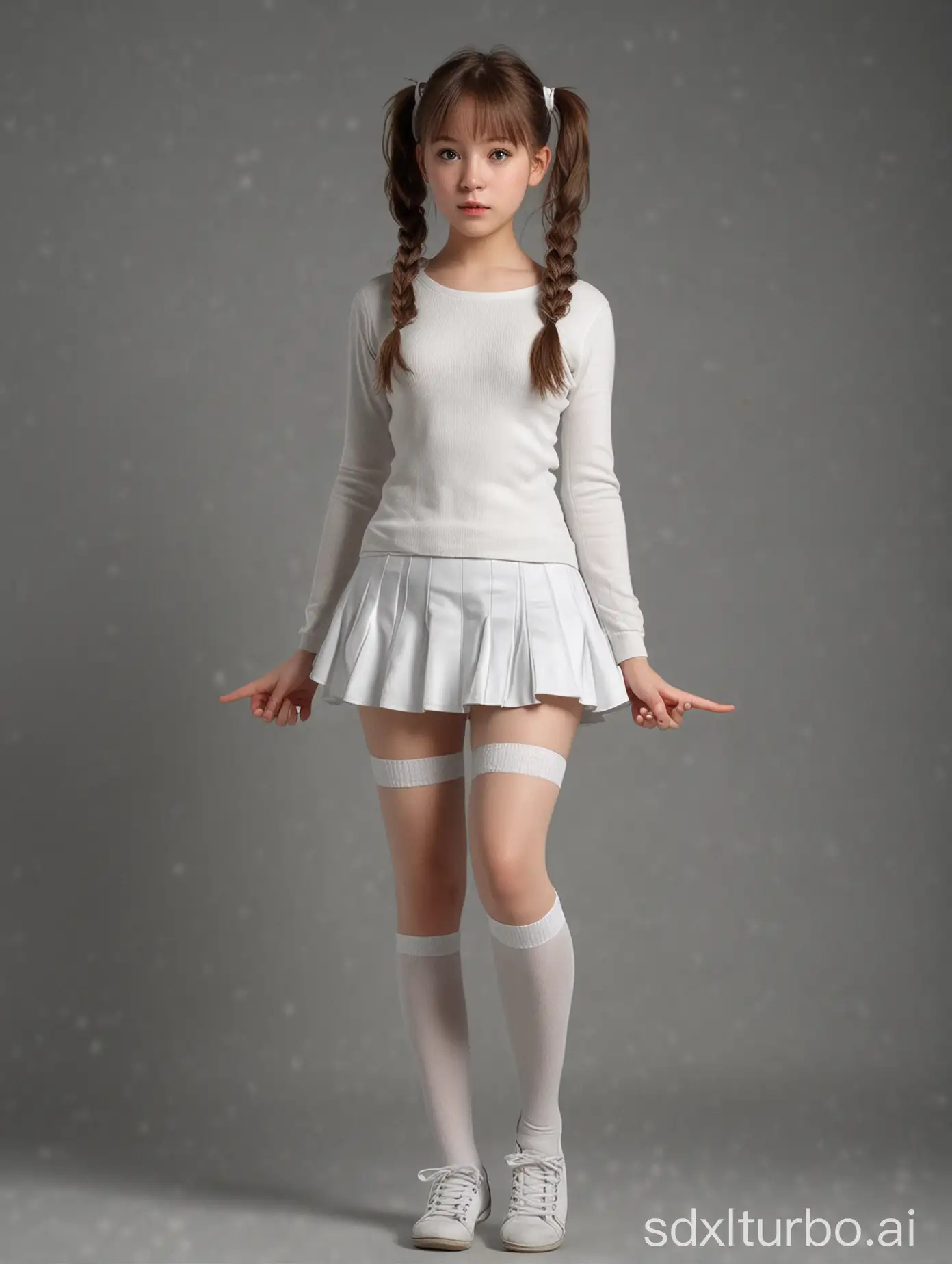 Cute-Girl-with-Pigtails-in-a-White-Skirt-and-Tights-Photorealistic-Photography