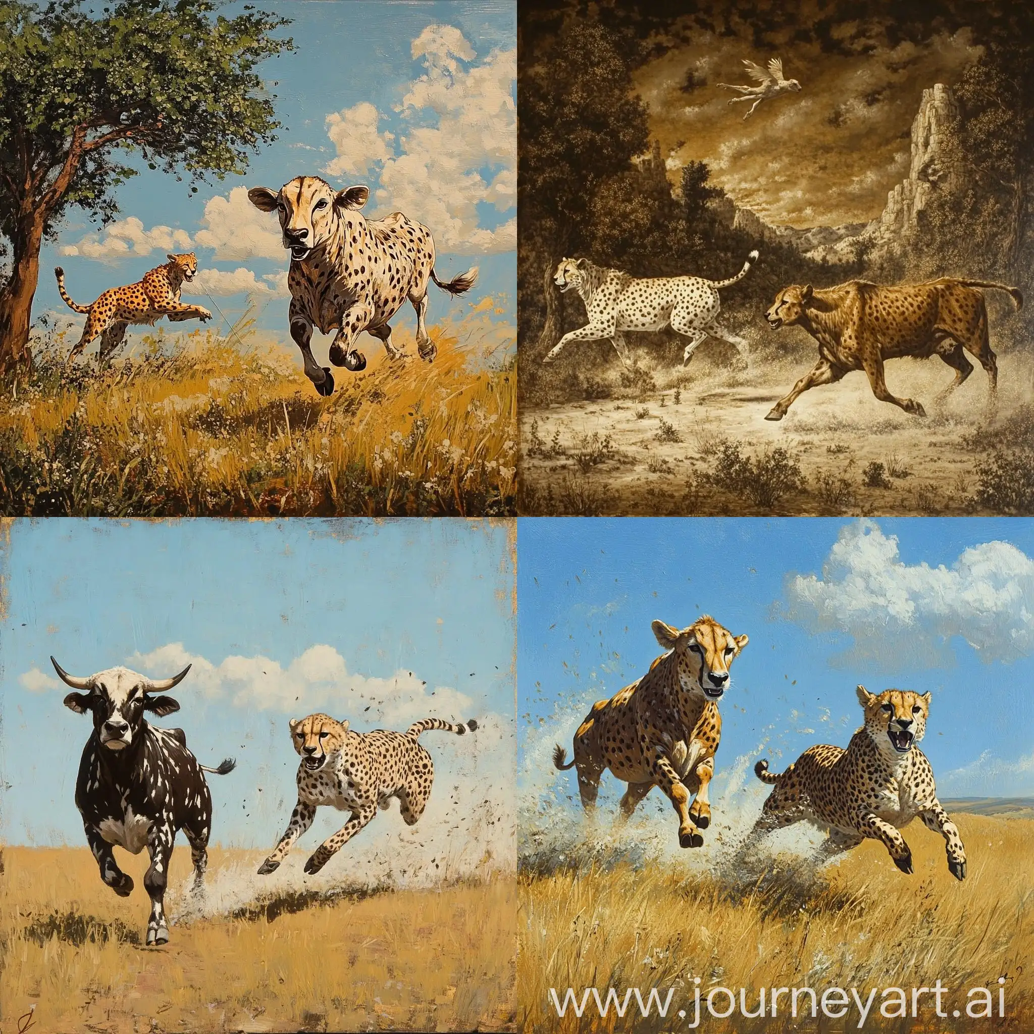 Cheetah-Chasing-Cattle-in-Countryside