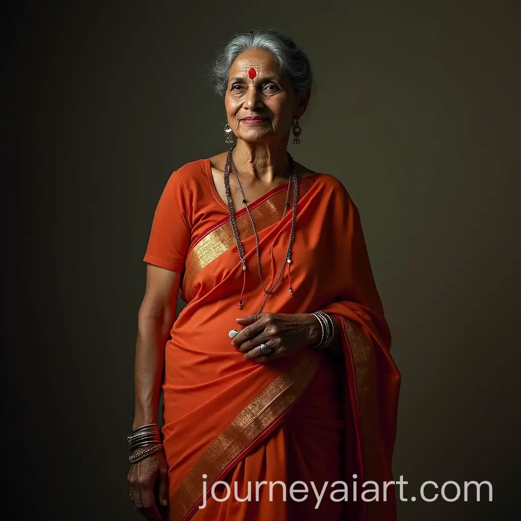 Elegant-65YearOld-Tamil-Mother-in-Saree-Sweating-Gracefully