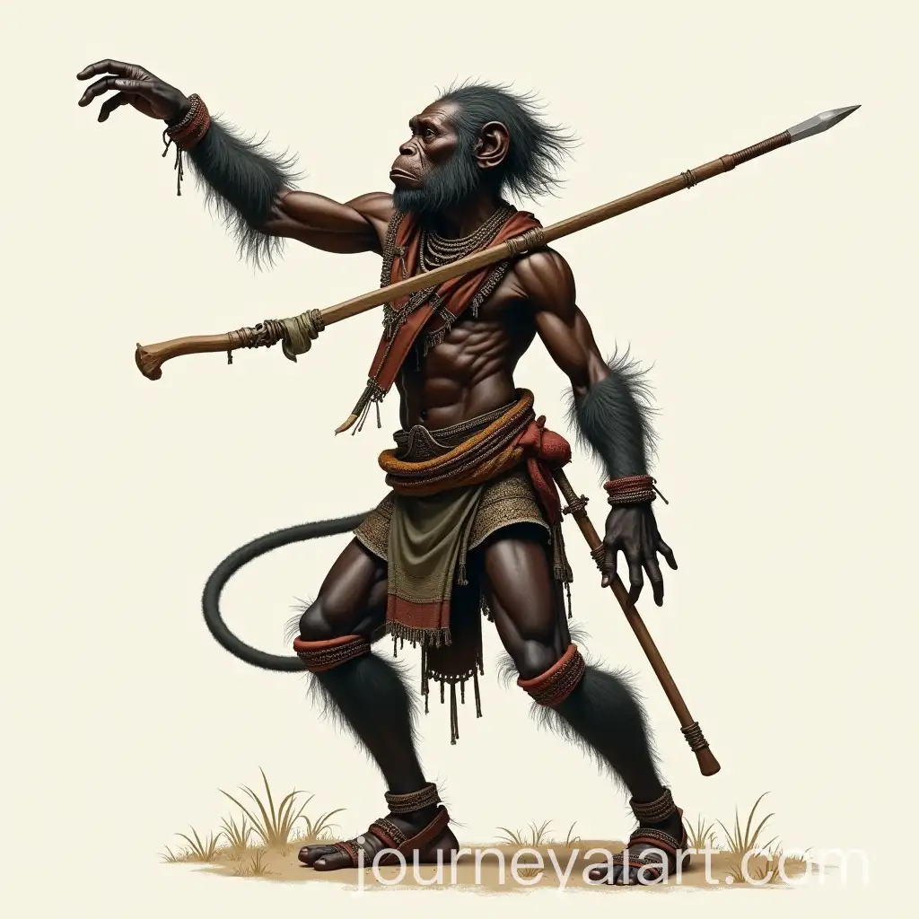 Gambian-Warrior-with-Monkey-Hybrid-Body-in-Dynamic-Pose