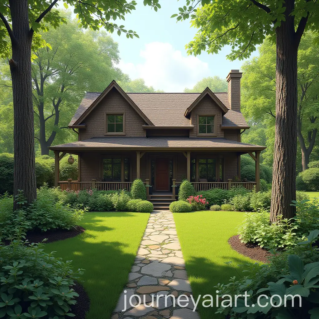 Woodland-Landscape-Backyard-Design-with-Cozy-Home-Setting