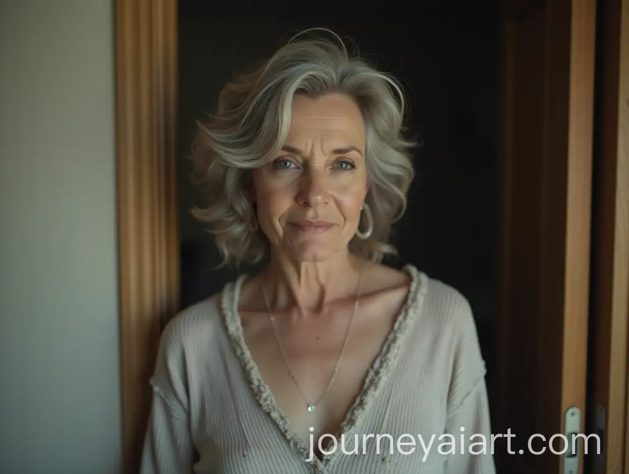 Elegant-60YearOld-Woman-with-Gray-Hair-in-a-Short-Dressing-Gown