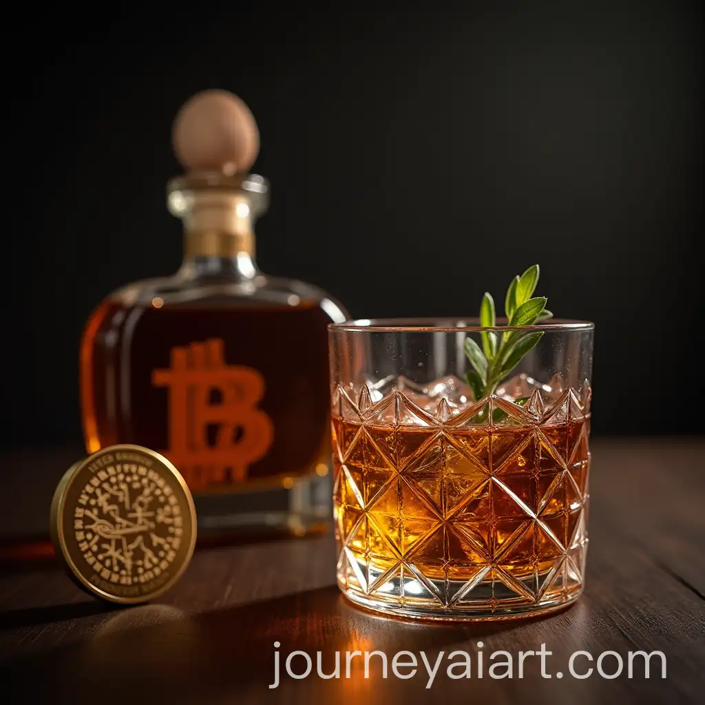 Ethereum-Symbol-and-Rum-Glass-in-a-Futuristic-Setting