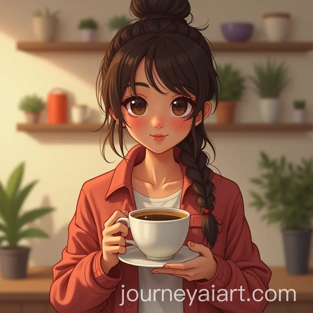 Young-Woman-Enjoying-Coffee-in-a-Digital-Art-Style