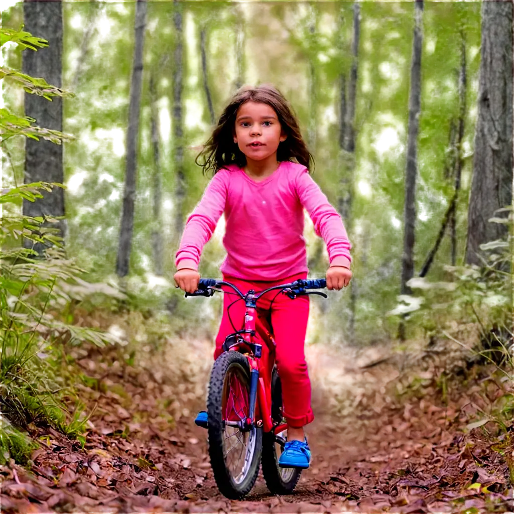 3YearOld-Girl-Riding-Red-Mountain-Bike-PNG-Image-for-Forest-Adventure