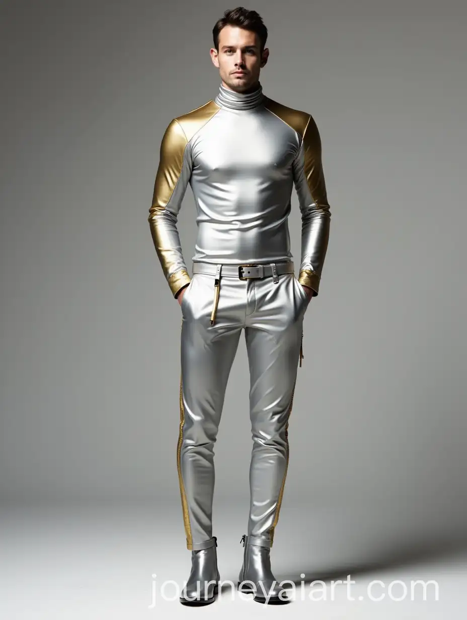 Male-Model-in-Silver-and-Gold-Fashion-Outfit-with-Ankle-Boots