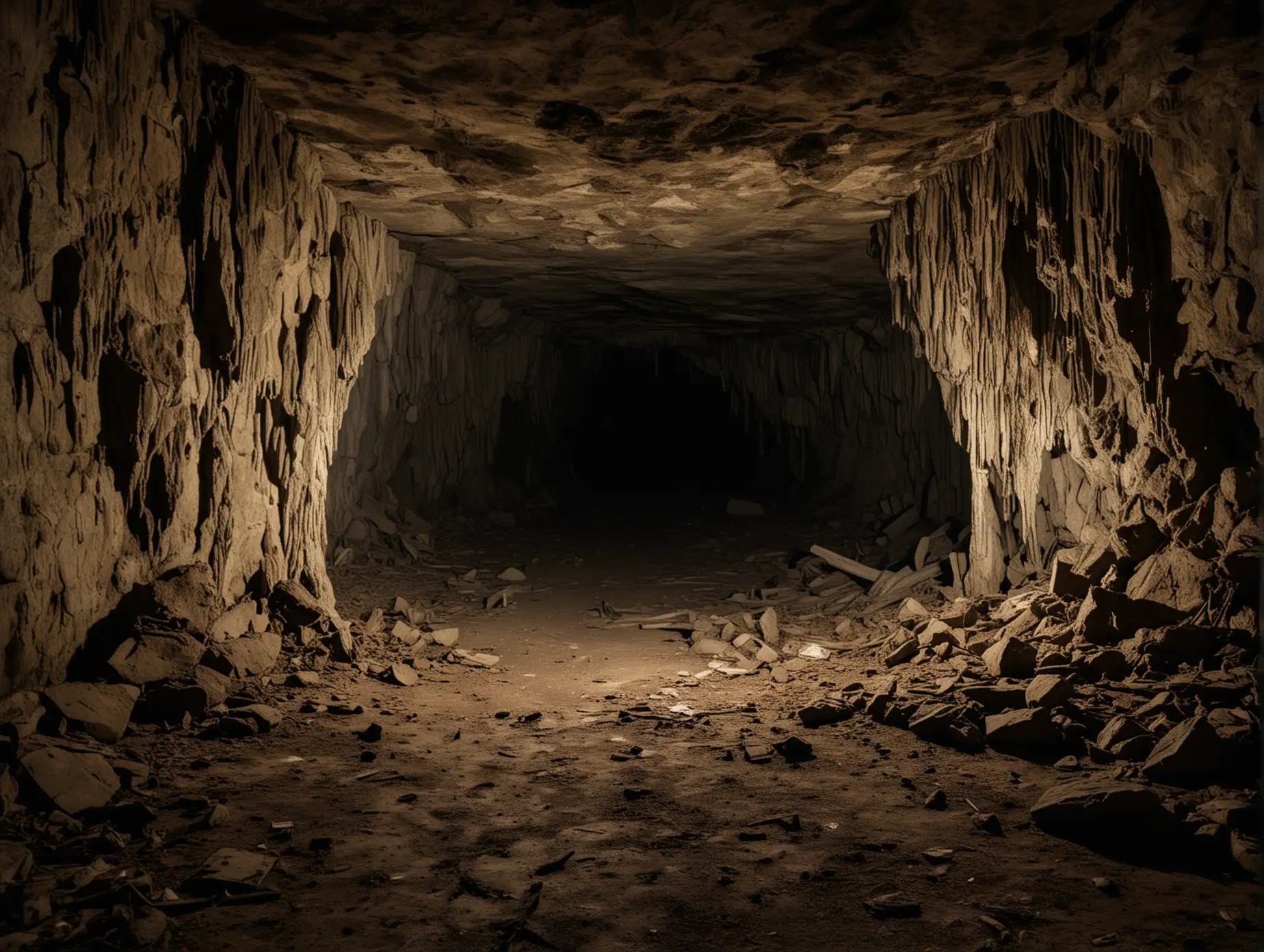 A very scary abandoned cave in the night