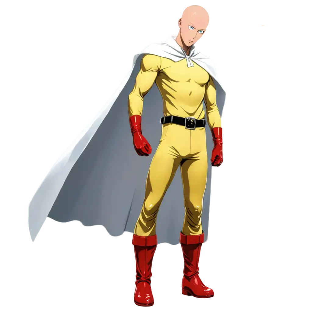 Saitama-PNG-Image-Iconic-One-Punch-Man-Character-in-Yellow-Jumpsuit-with-Transparent-Background