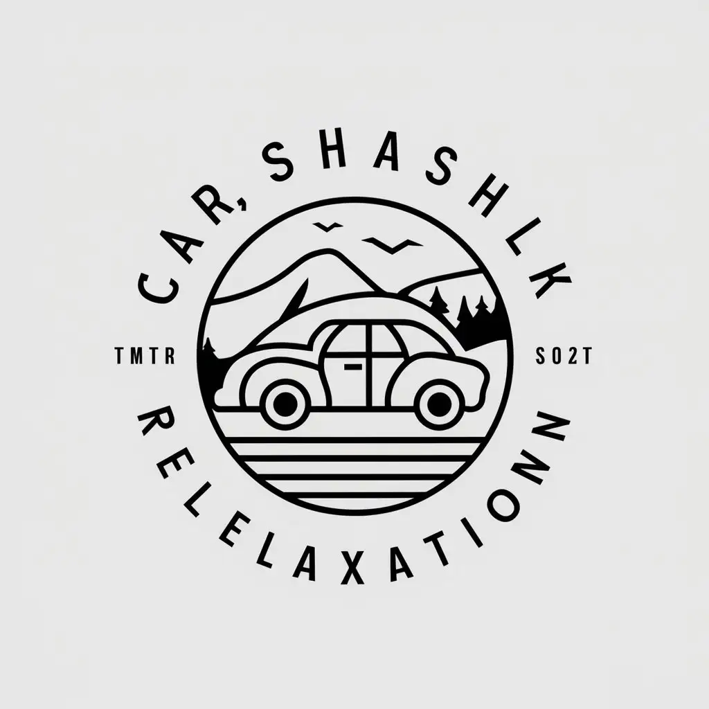 a vector logo design,with the text "Car,shashlik,relaxation", main symbol:Tundra, north, cars, shashlik,Moderate,be used in Automotive industry,clear background