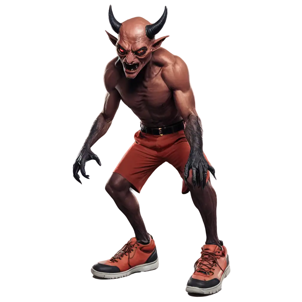 Strange-Creature-with-Devil-Head-Wearing-Shoes-PNG-Image-Unusual-Fantasy-Concept-Art