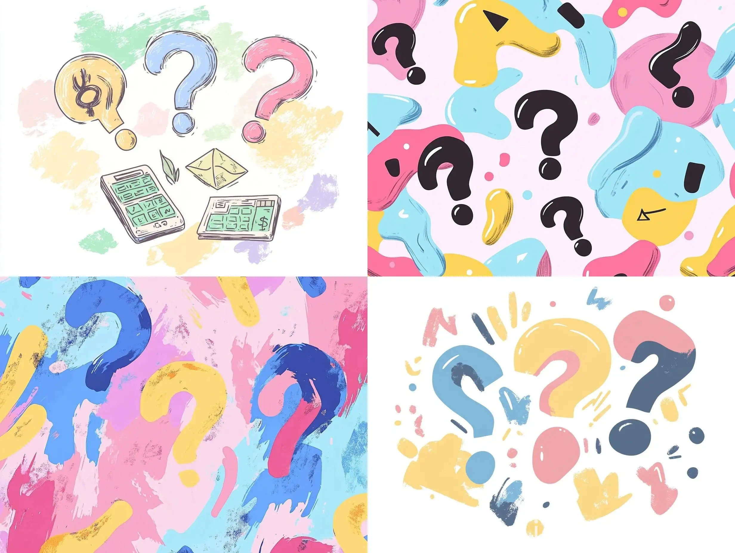 Financial-Literacy-Concept-with-Color-Blobs-and-Question-Marks-in-Pastel-Shades