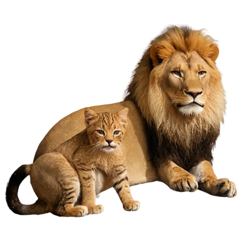 Stunning-Lion-and-Cat-PNG-Image-Perfect-for-Versatile-Digital-Applications